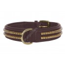 Ace Comfy  Leather Padded Dog Collar with Brass Studs (Brown)